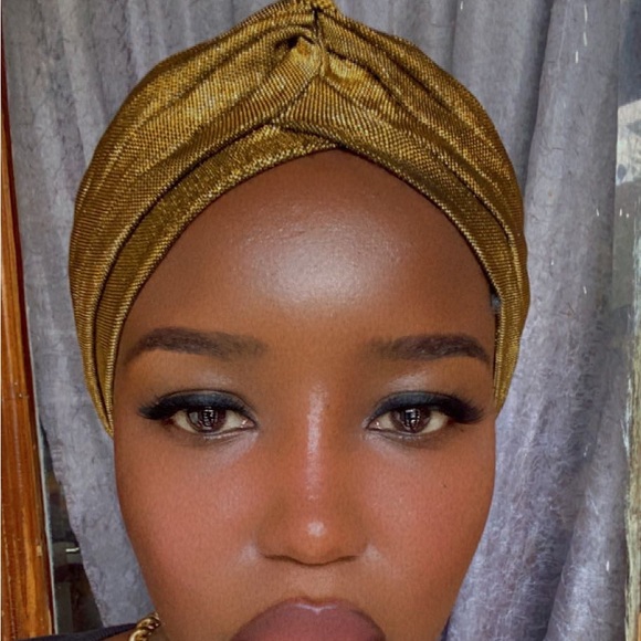 Handmade Gold Metallic Hair Turban Hair Cover - Protective Styling & Costume - Picture 3 of 7